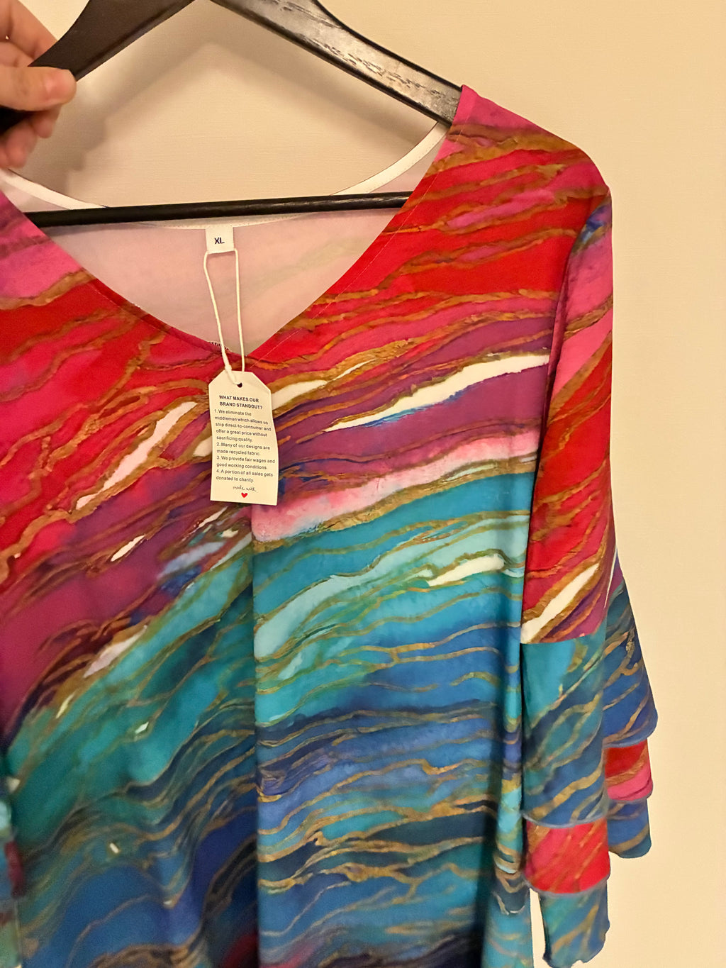 Vestido de manga corta multicolor