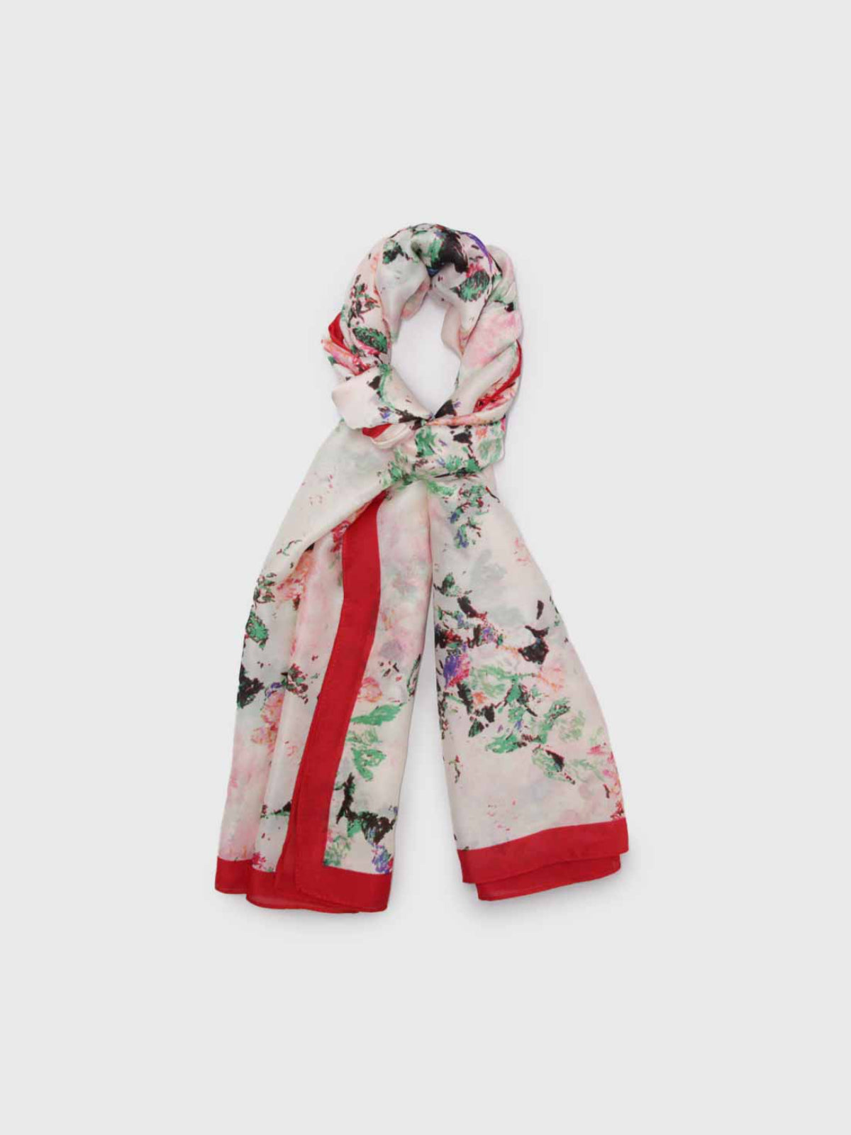 Pañuelo de Seda – Mariposas y Ribete Rojo