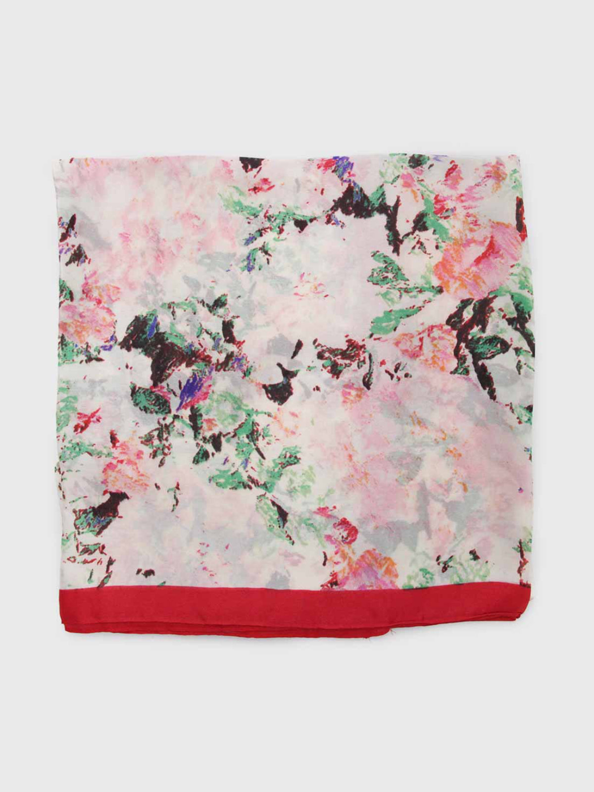 Pañuelo de Seda – Mariposas y Ribete Rojo