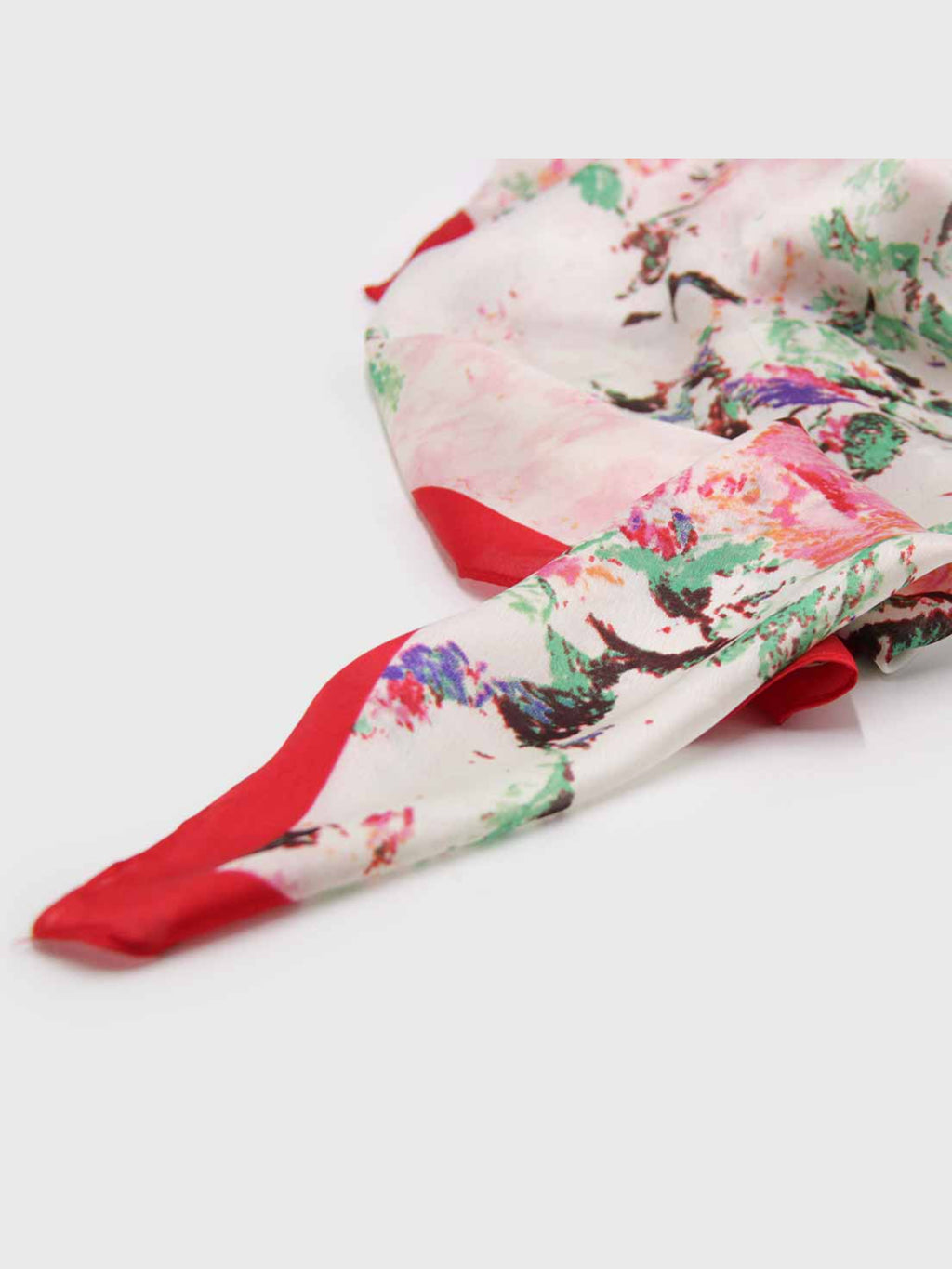 Pañuelo de Seda – Mariposas y Ribete Rojo