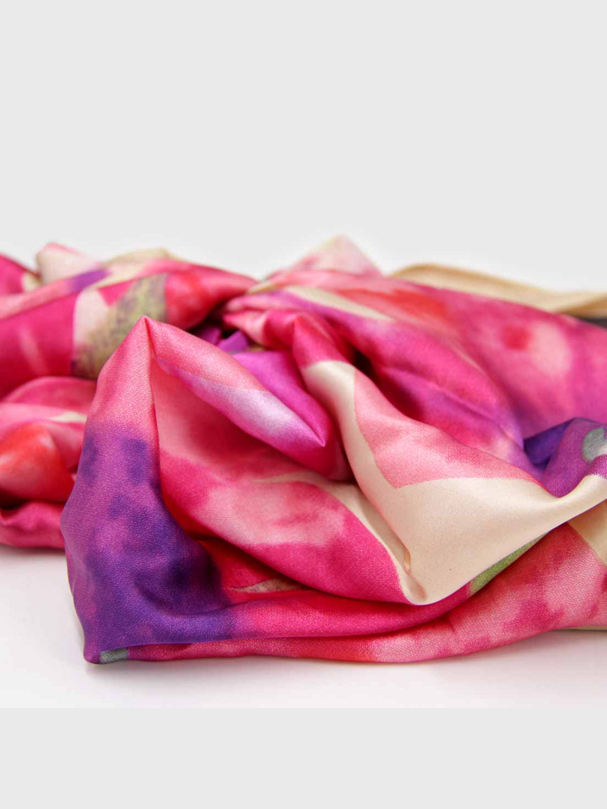 Pañuelo de Seda – Acuarela Fucsia y Beige