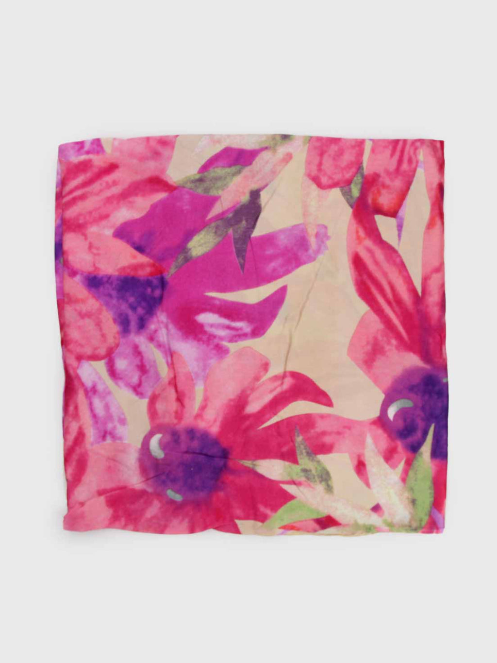 Pañuelo de Seda – Acuarela Fucsia y Beige