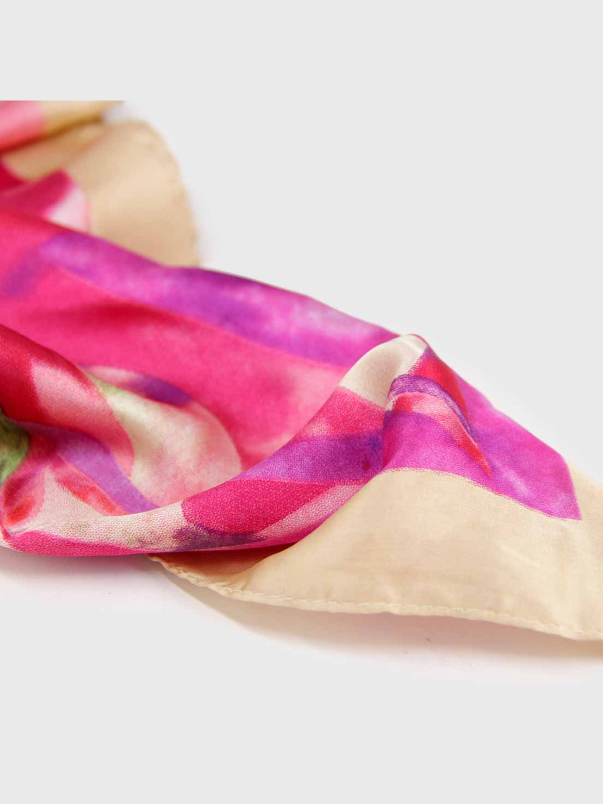 Pañuelo de Seda – Acuarela Fucsia y Beige