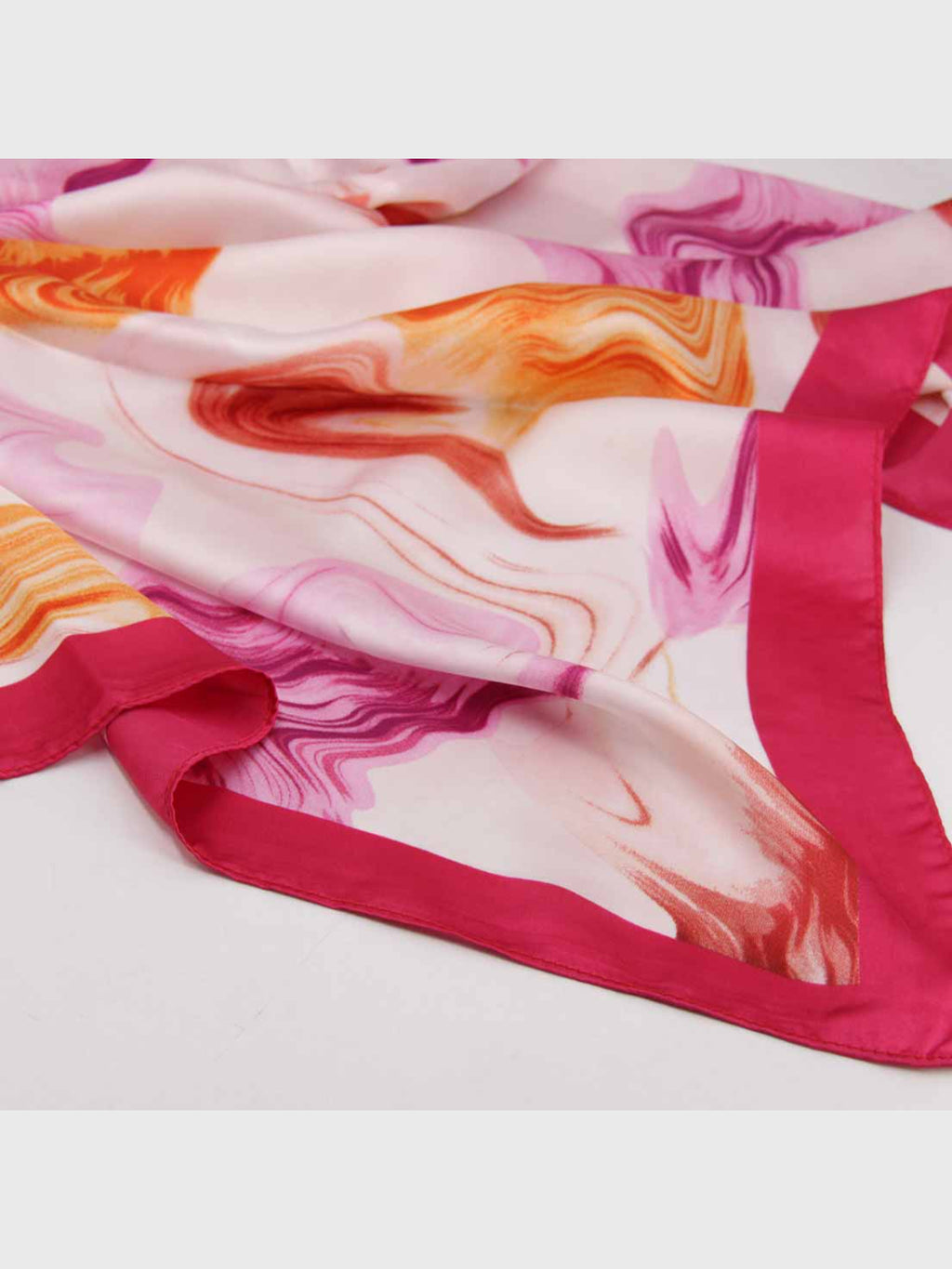 Pañuelo de Seda – Mármol Coral y Fucsia