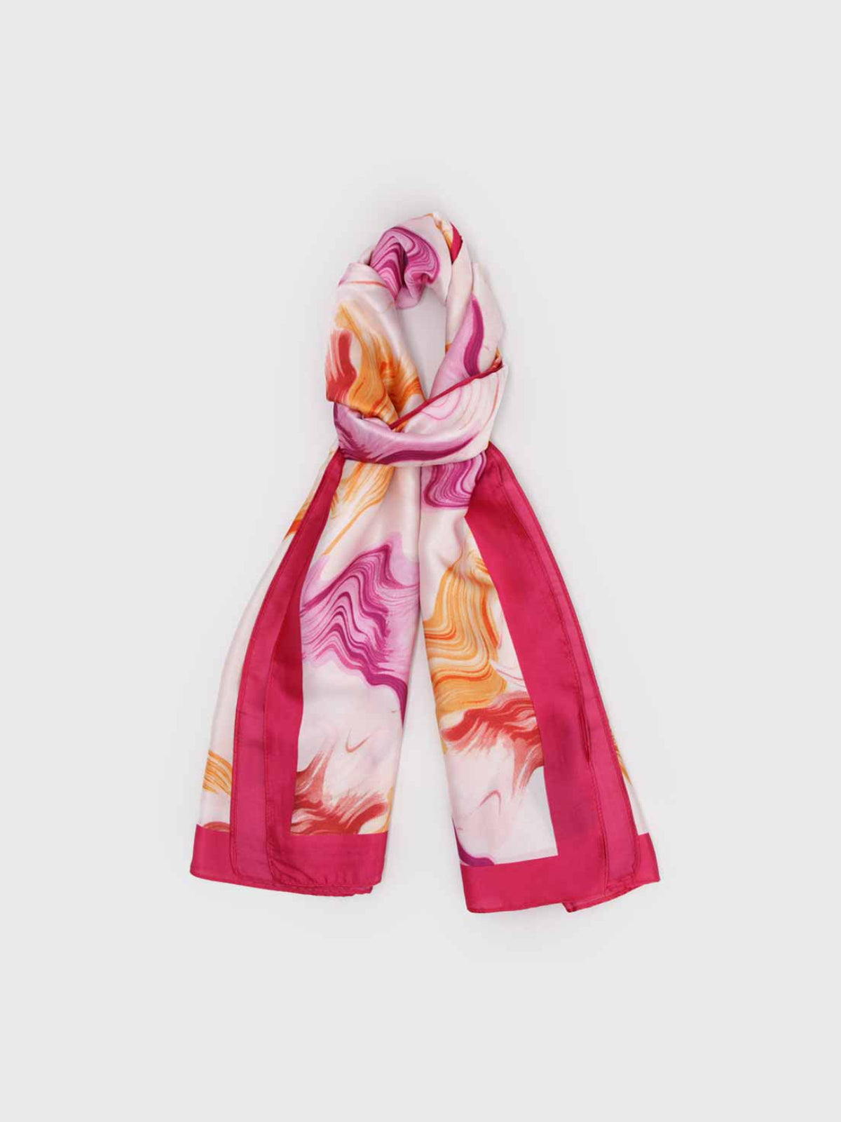 Pañuelo de Seda – Mármol Coral y Fucsia