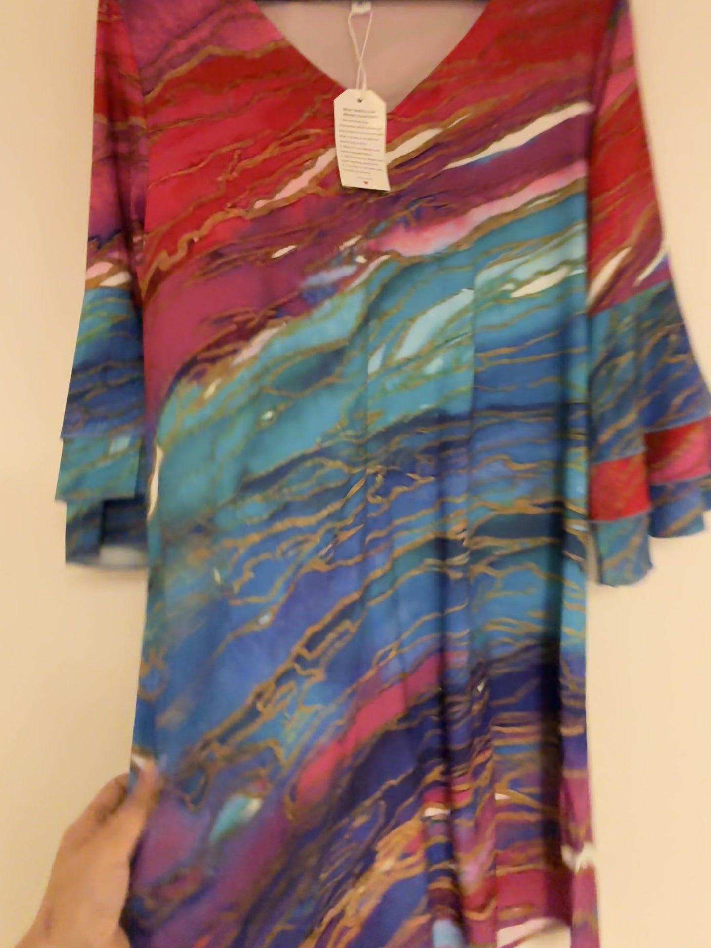 Vestido de manga corta multicolor