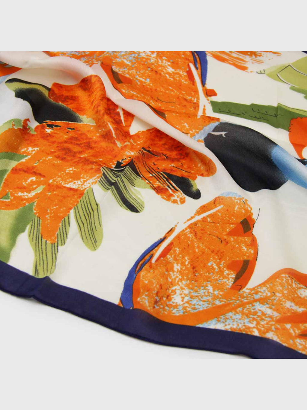 Pañuelo de Seda – Naranja con Estampado Botánico