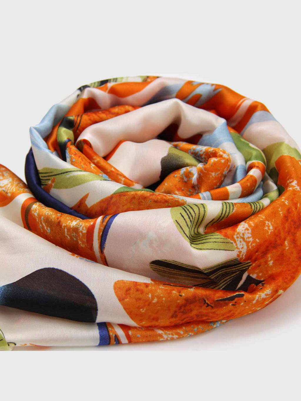 Pañuelo de Seda – Naranja con Estampado Botánico