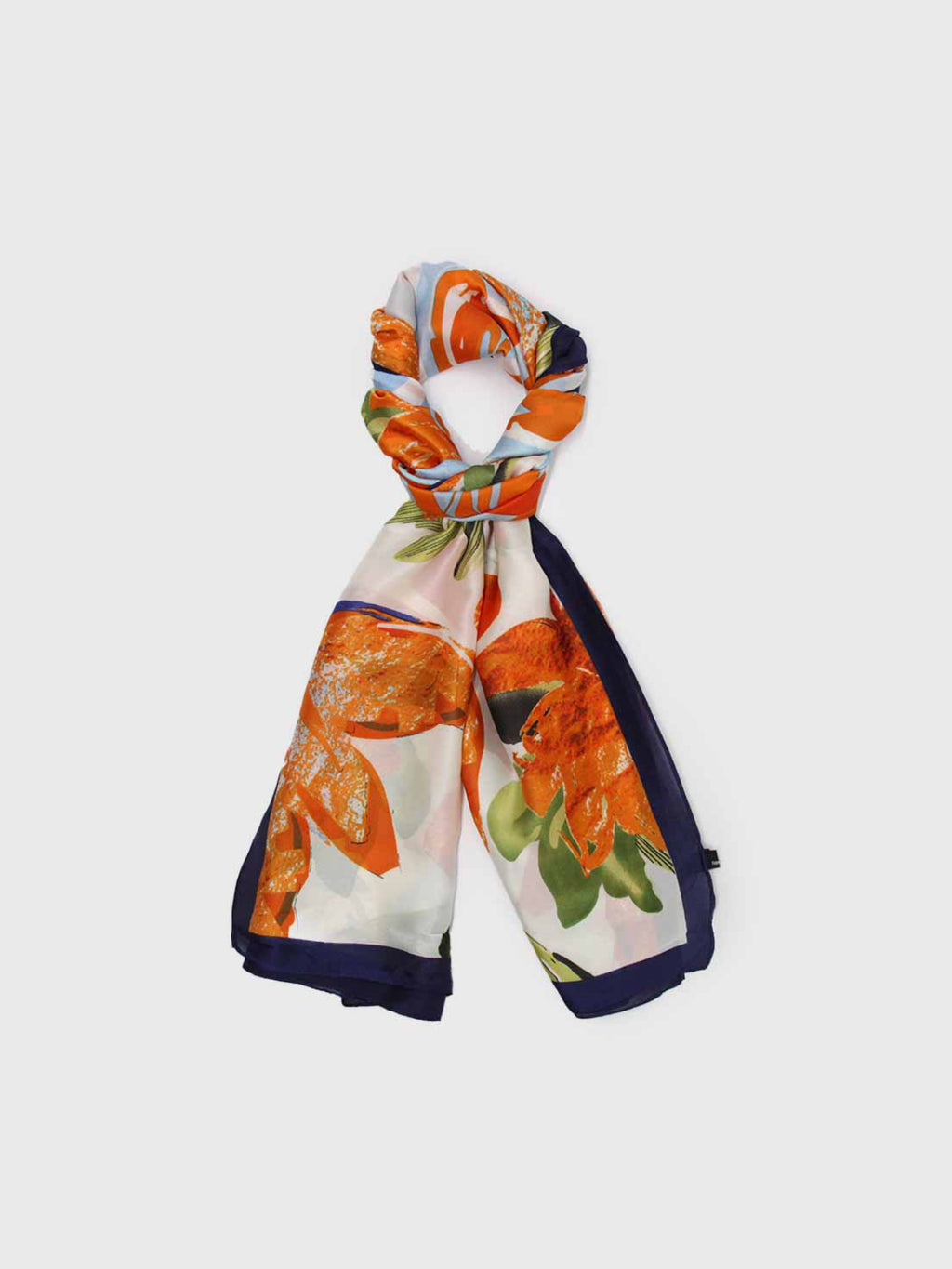 Pañuelo de Seda – Naranja con Estampado Botánico