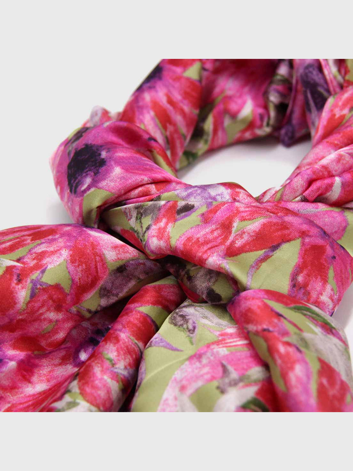 Pañuelo de Seda – Flores Fucsia y Verde