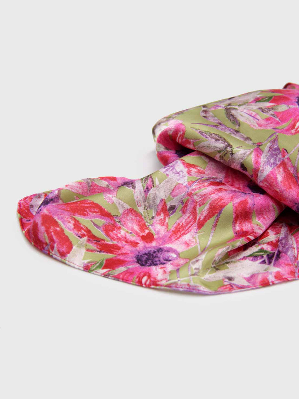 Pañuelo de Seda – Flores Fucsia y Verde