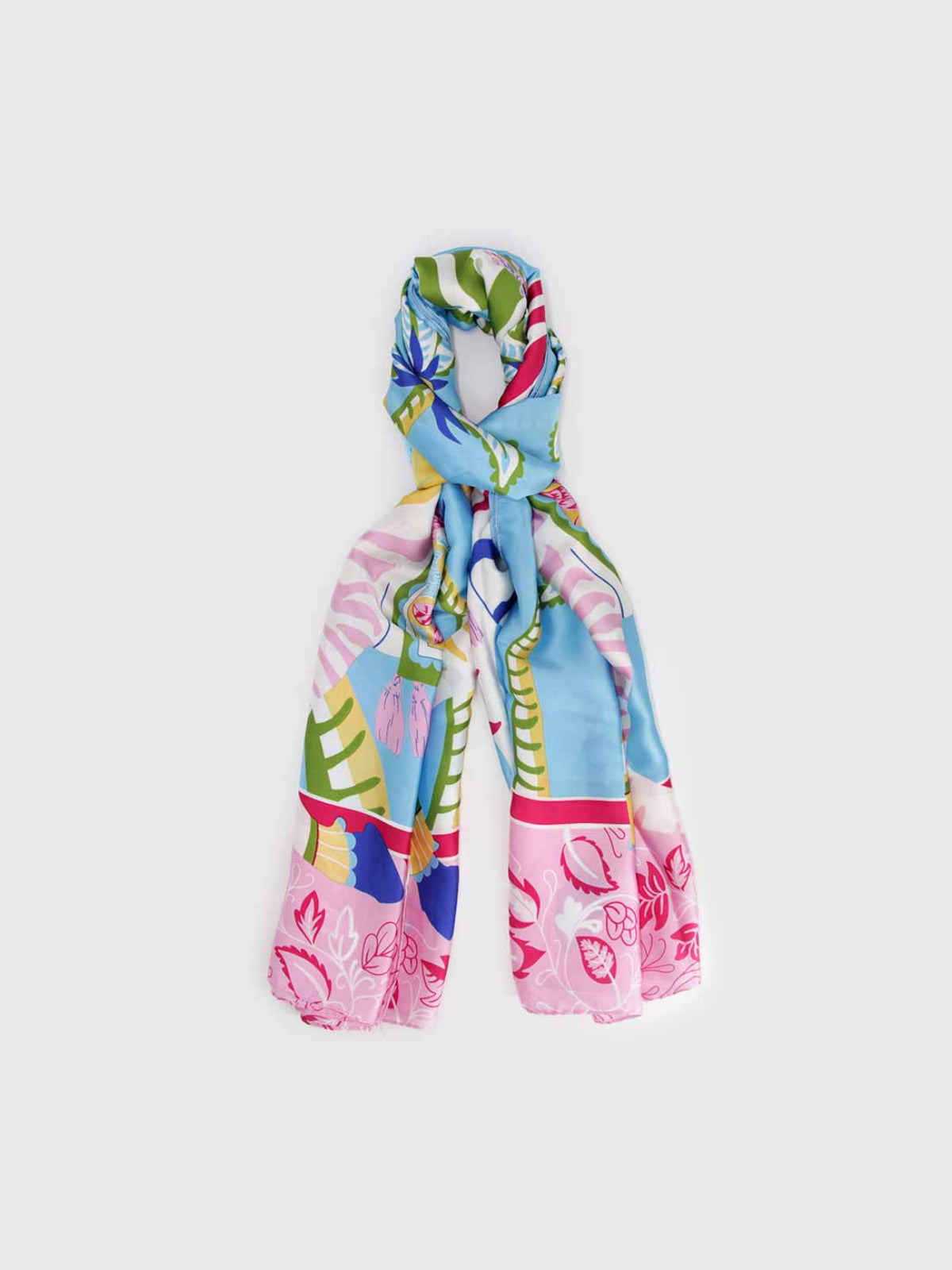 Pañuelo de Seda – Cebras Turquesa y Rosa