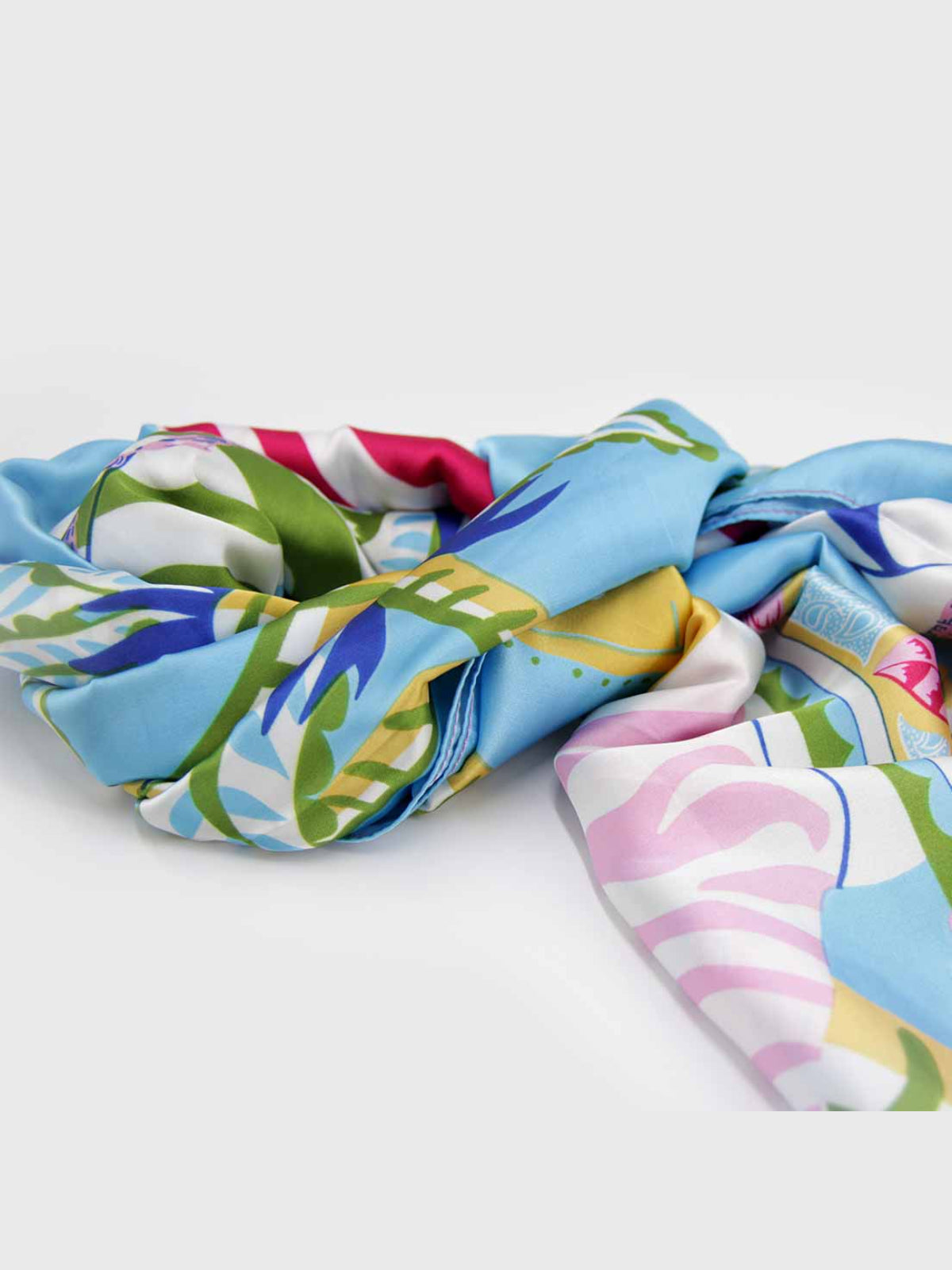 Pañuelo de Seda – Cebras Turquesa y Rosa