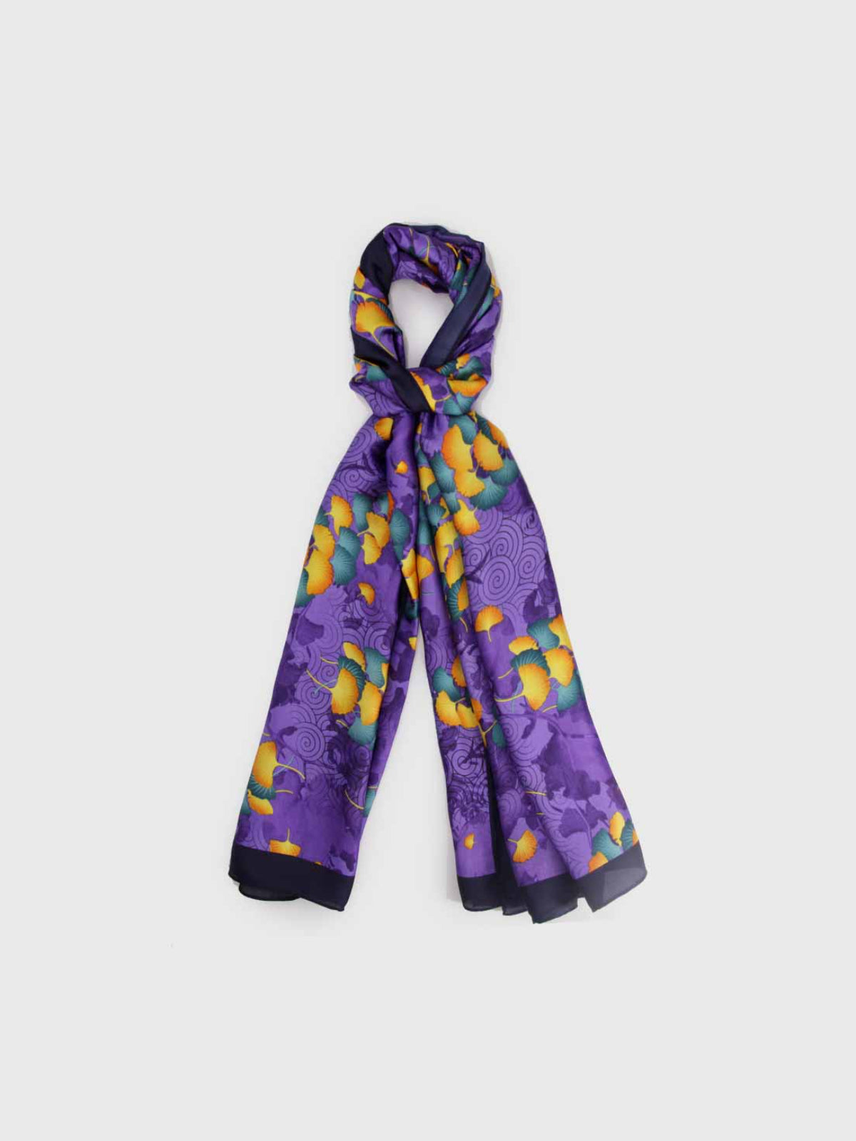 Pañuelo de Seda – Púrpura con Estampado Botánico